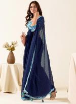 Georgette Navy Blue Party Wear Weaving Saree